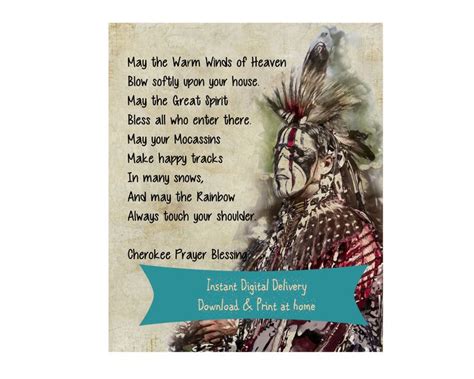 Print At Home Art Cherokee Prayer Blessing Native American Etsy