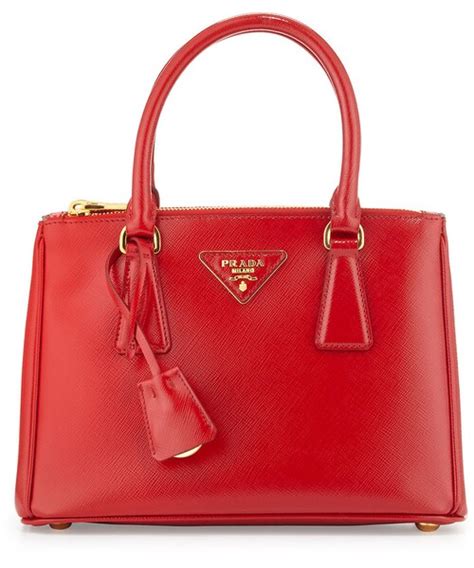 Prada（プラダ）の Prada Saffiano Vernice Mini Double Zip Tote Bag Red Rosso