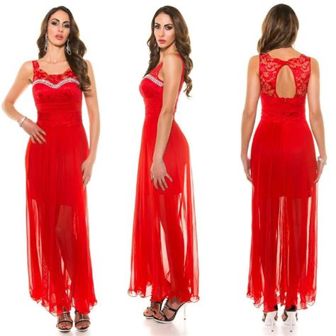 Comprar Vestido Noche Largo Encaje Rojo Vestidos Largos Fiesta