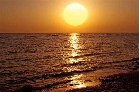 Morze Horyzont Zachód Słońca