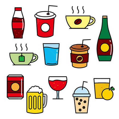 Conjunto De Ilustración De Vector De Bebidas Aislado Sobre Fondo Blanco