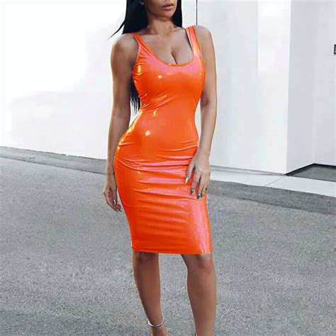 Fashion Solid Color Dresses Women Lady Club Dress Sexy Sleeveless Casual Slim Dress In Dresses