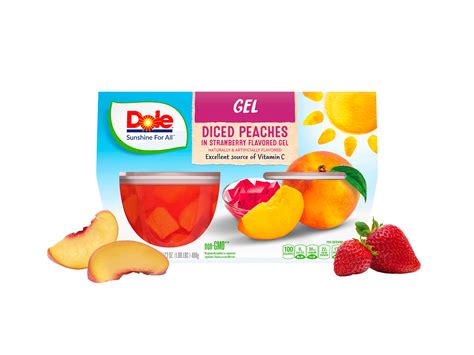 Dole® Diced Peaches In Strawberry Flavored Gel Fruit Bowls® Dole