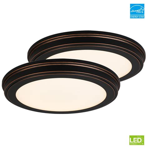 Commercial Electric 15 In Oil Rubbed Bronze Led Ceiling Flush Mount With White Acrylic Shade 2