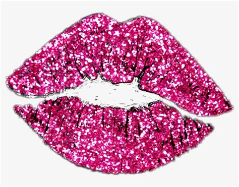 Stickers Kiss Pink Sparkle Pink Glitter Lips Transparent Png Image