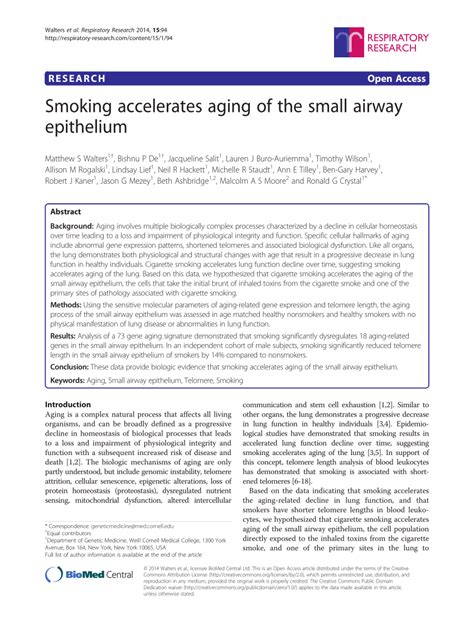 Pdf Smoking Accelerates Aging Of The Small Airway Epithelium