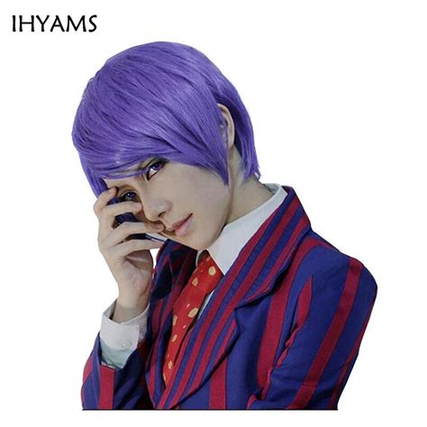 tokyo ghoul shuu tsukiyama purple short synthetic hair cosplay wig for halloween party costume