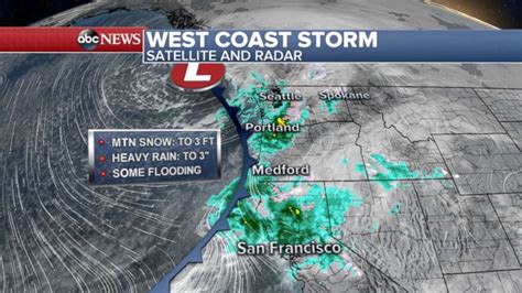 West Coast Storm Brings Snow Flooding And Elevated Fire Threat Abc News