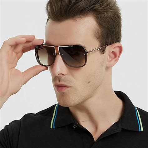 oversized square sunglasses women men metal frame 2019 brown black driving sun glasses for men
