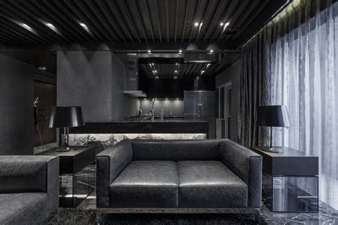 Daring Monochromatic Interior Scheme Home In Black Serenity In
