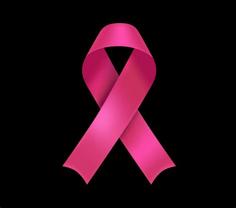 Breast Cancer Awareness Symbol Pink Ribbon Isolated On Black