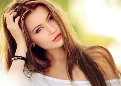 Beautiful Girl With Long Hair And Pretty Eyes Image Free Stock Photo