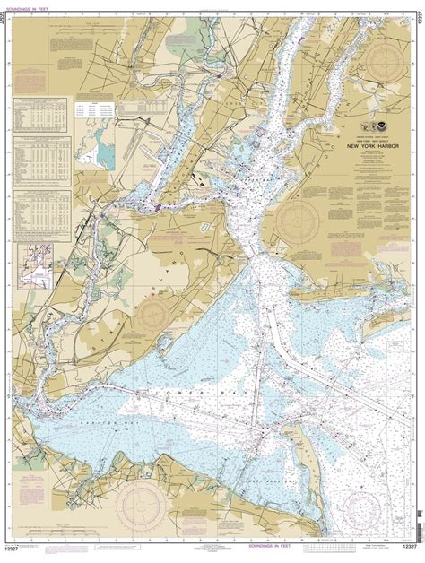 2014 Nautical Map Of New York Harbor New York City Etsy