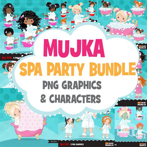 Spa Clipart Bundle Spa Birthday Party Graphics For Girls Manicure B
