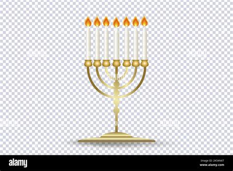 Golden Menorah Icon Traditional Seven Branched Jewish Candlestick