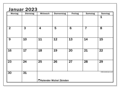 Kalender Januar 2023 Zum Ausdrucken Michel Zbinden Be