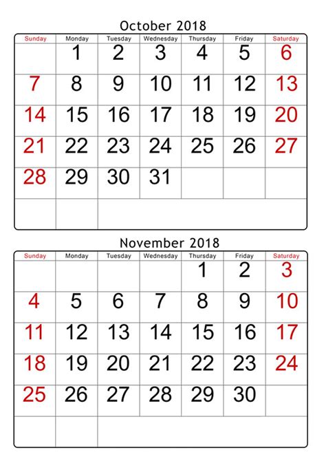 Printable October November December 2018 Calendar Print Calendar