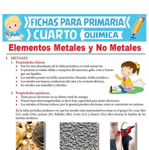 Elementos Metales Y No Metales Para Cuarto Grado De Primaria