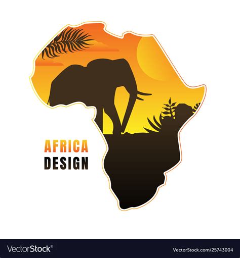Map Africa With Black Silhouette Elephant Vector Image