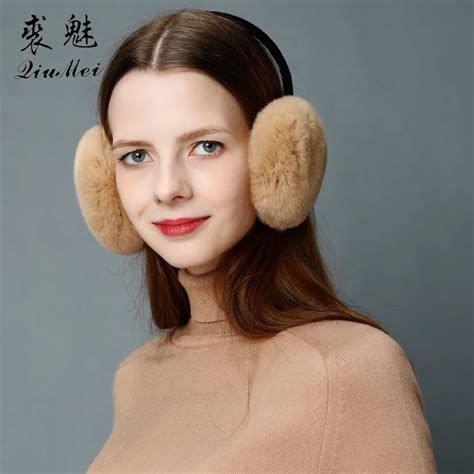 Fashion Real Rabbit Fur Women Earmuffs Pink Comfortable Warm Ear Muffs Ear Warmers For Girls