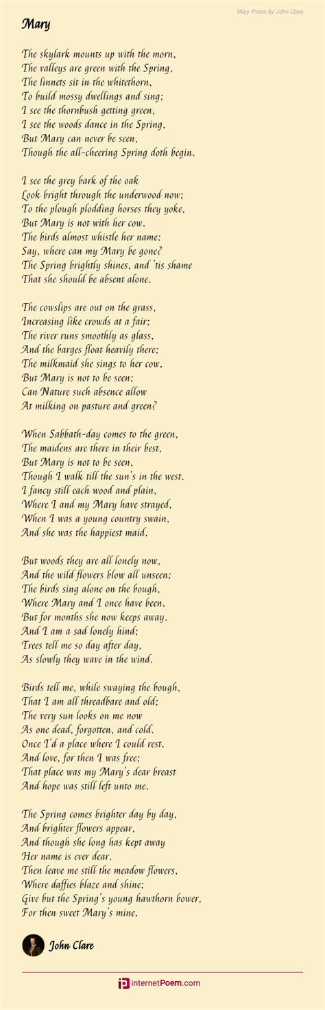Mary Poem By John Clare