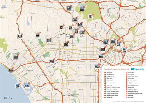 Map of Los Angeles Attractions | Tripomatic | Tourist map, Los angeles attractions, Los angeles map