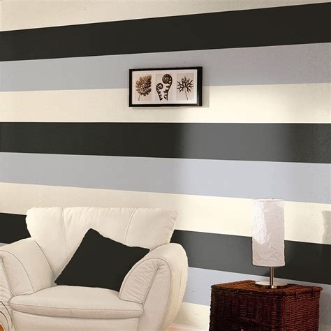 Grey Striped Wallpaper Living Room Homebase Wallpaper