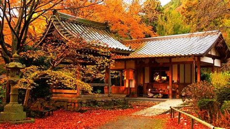Japanese House In The Fall Garden Architecture Fall Houses Garden