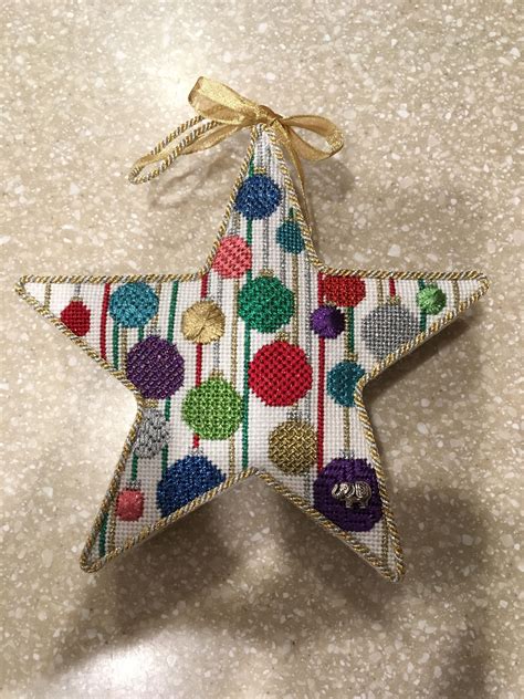Christmas Ornament Star Needlepoint Designer Unknown Needlework