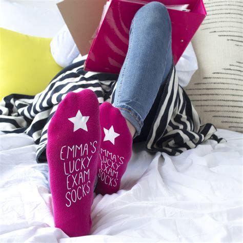 Personalised Pink Lucky Exam Socks By Solesmith