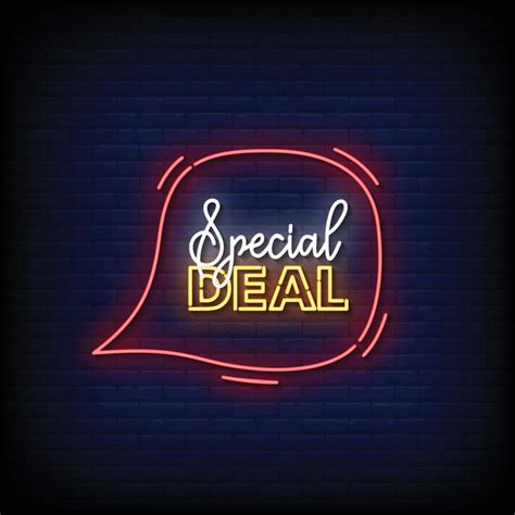 Neon Sign Special Deal With Brick Wall Background Vector 15592824