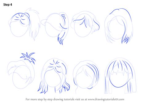 Learn How To Draw Anime Hair Female Hair Step By Step