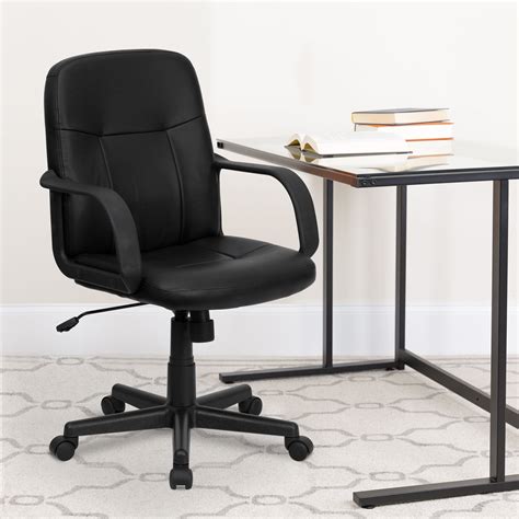 Flash Furniture Mid Back Manager Chair With Arms Black