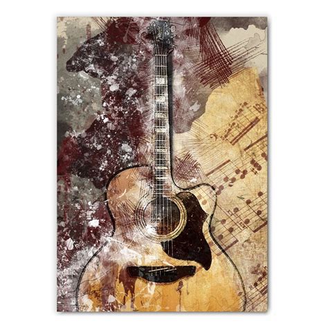 Abstract Acoustic Guitar Music Collage Print Free Uk Delivery