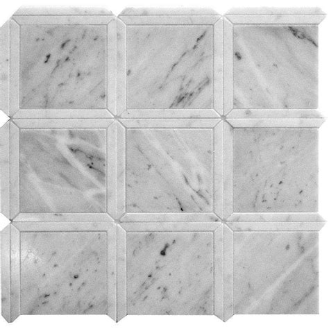 Geo Square White Carrara Marble Mosaic Tile Marble Mosaic Tiles