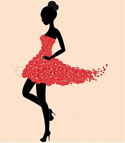 Vector Roses Dancer Silhouette Woman Illustration Background