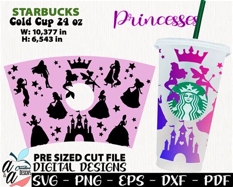 Princesses Svg Princesses Starbucks Princesses Full Wrap 24 Oz