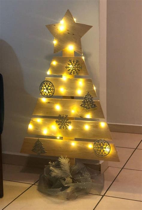 Pino Navideño De Madera Decorado Ideas Creativas Lamp Christmas Home