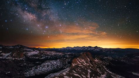 Yosemite 5k Wallpapers Forest Stars Sunset Osx Apple Mountains