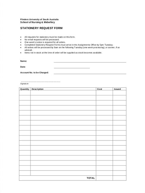stationery requisition forms   ms word