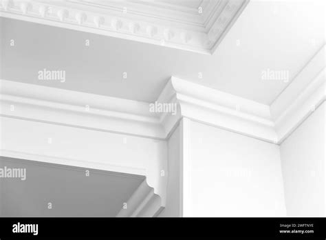 Abstract White Architecture Background Interior Fragment With Ceiling