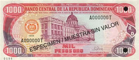 banknote index dominican republic 1000 peso oro p158s