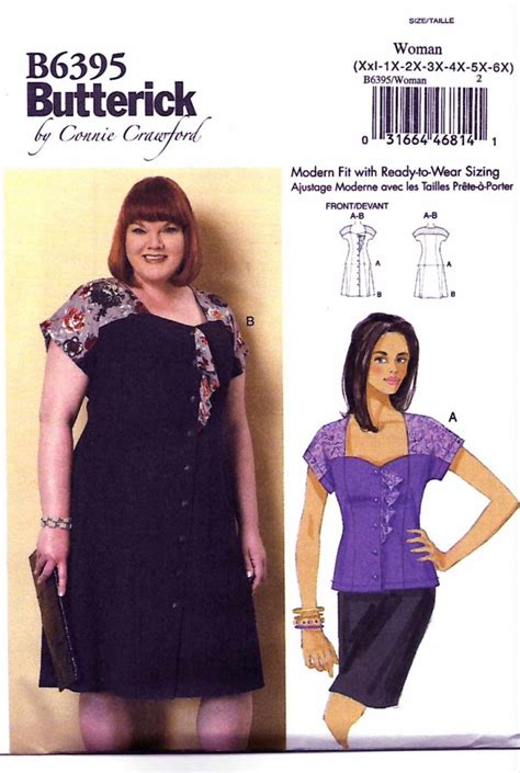 Butterick Sewing Pattern 6395 Womens Plus Sizes 18w 44w Connie Crawford