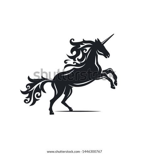 Abstract Mythology Illustrations Unicorns Silhouette Stock Vector