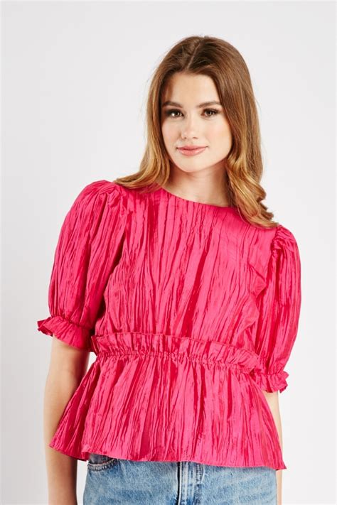 Crinkled Hot Pink Blouse Just 7