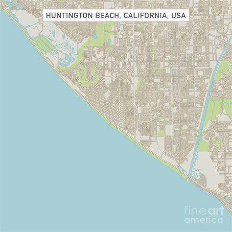 Huntington Beach California Us City Street Map Digital Art By Frank