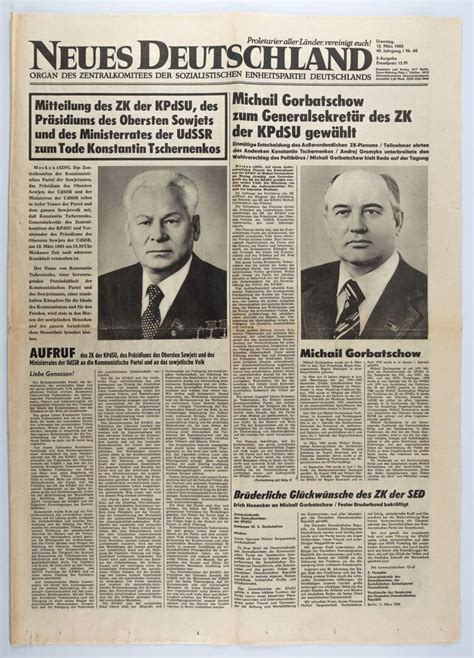Zeitung Neues Deutschland 12 März 1985 East Germany Museum Germany