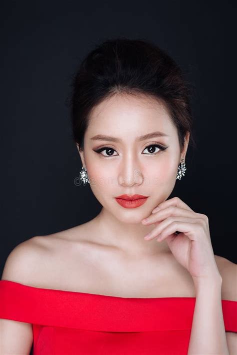Sensual Glamour Portrait Of Beautiful Asian Woman Model Lady Wit Stock