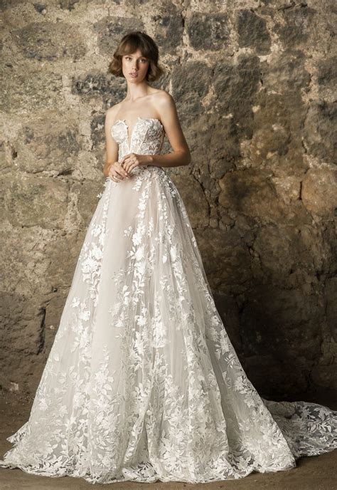 Strapless V Neckline Lace A Line Wedding Dress Kleinfeld Bridal