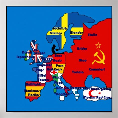 Europe According To Americans Map Poster Zazzle